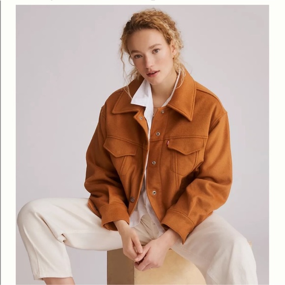 Anthropologie Jackets & Blazers - New ANTHROPOLOGIE Levi’s Varsity Trucker Jacket Oversize Wool Quilted Trending